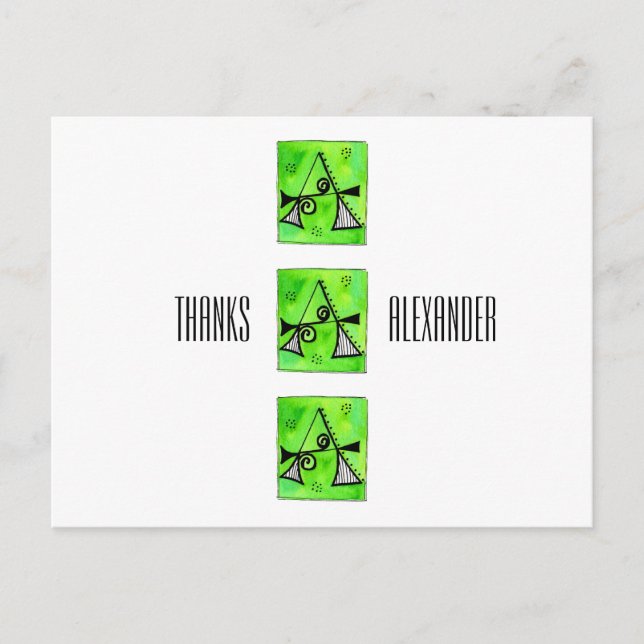 Cartão Postal Monograma - Letra A Nome Whimesl Obrigado (Frente)