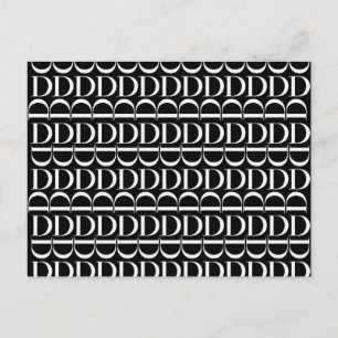 Cartão Postal Monograma - Letra Inicial D, Escolher Cor de Fundo