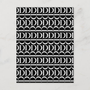 Cartão Postal Monograma - Letra Inicial D, Escolher Cor de Fundo