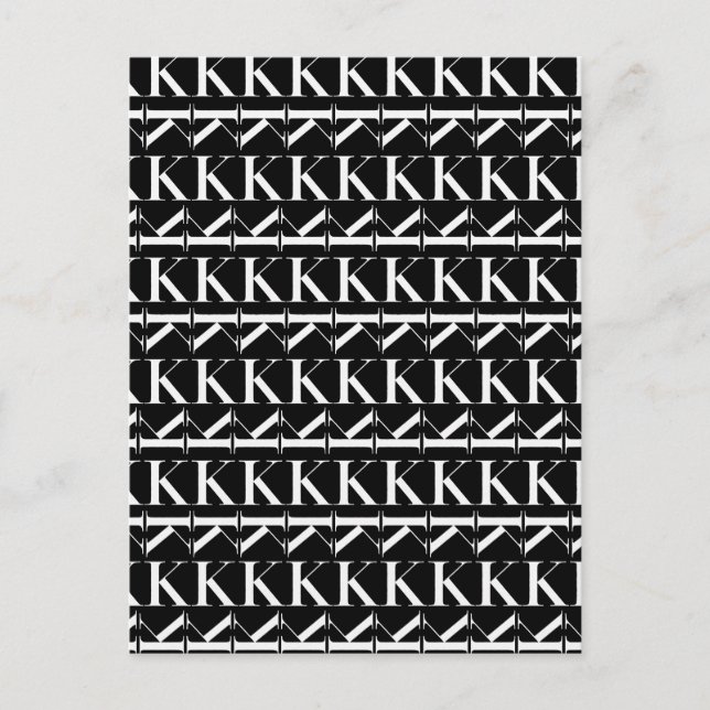 Cartão Postal Monograma - Letra inicial K (Frente)