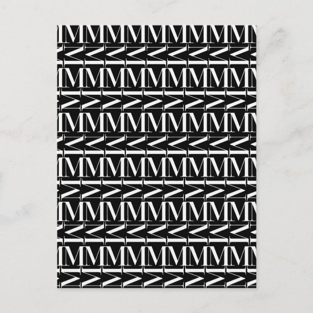 Cartão Postal Monograma - Letra Inicial M (Frente)