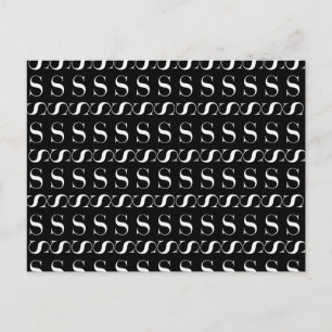 Cartão Postal Monograma - Letra Inicial S, Escolher Cor de Fundo