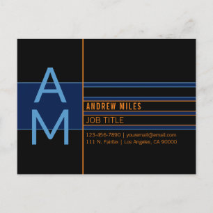 Cartão Postal Monograma Moderno e Formas e Cores Editáveis