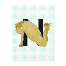 Monograma N Cartoon Horse Personalizado