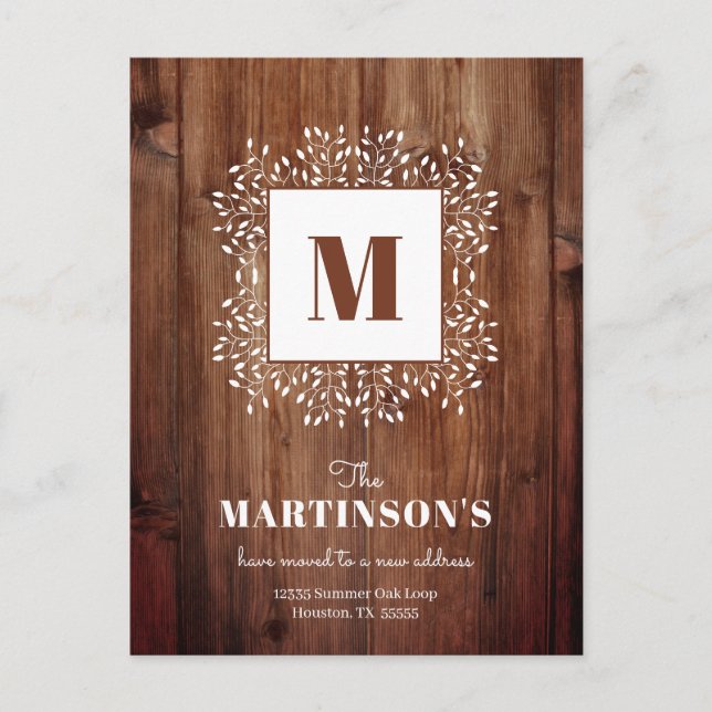 Cartão Postal Monograma Russo Mudamos Novo Endereço (Frente)