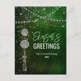 Cartão Postal Monograma verde-bonito ornamentos Natal Ano Novo