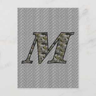 Cartão Postal Monogramas M Hydrangea Floral Cartão-Postal Inicia