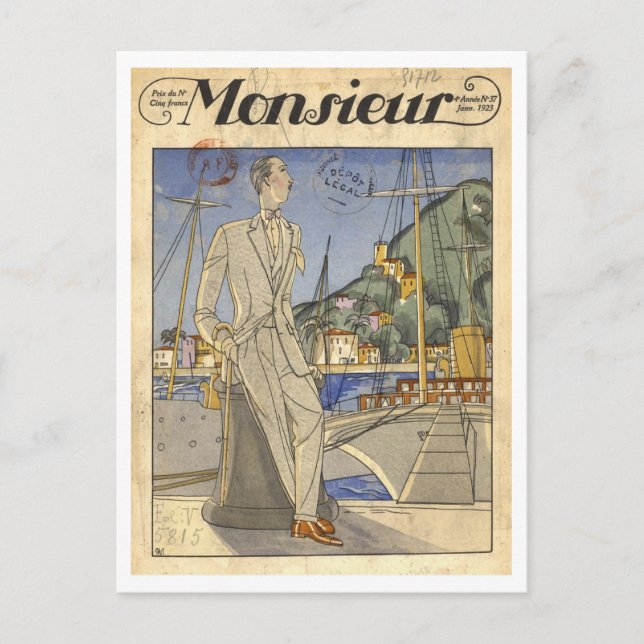 Cartão Postal Monsieur França 1923 (Frente)