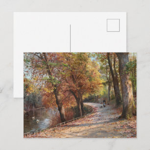 Cartão Postal Monsted - Autumn Day,Swans,a Woman,Dog Fine Art