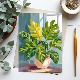 Cartão Postal Monstera Plant | Green Botanical Watercolor