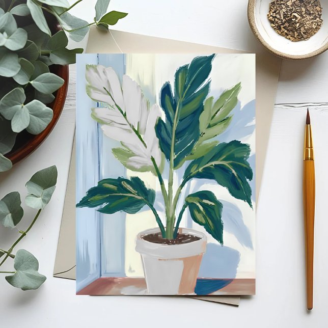 Cartão Postal Monstera Plant | Pintura do polegar verde da unida (Criador carregado)