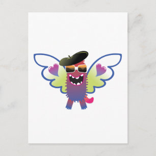 Cartão Postal monstro anjo hippie psicodélico