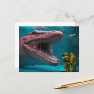 Cartão Postal Monstro Assustador Rosa Submarino