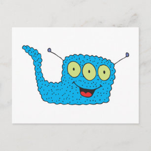 Cartão Postal monstro azul feliz e bobo