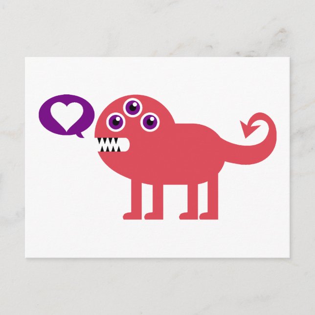 Cartão Postal Monstro de Amor Fofo (Frente)