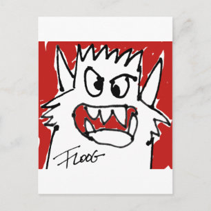 Cartão Postal Monstro de Cartoons Vermelhos