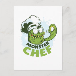 Cartão Postal Monstro Divertido Chef Kraken Polvo Monstro Person