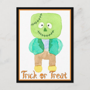 Cartão Postal Monstro do Frankenstein do Halloween das Caixas Aq