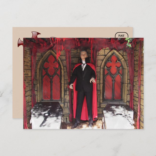 Cartão Postal Monstro do Vampiro / Cartão-postal do Halloween (Frente/Verso)