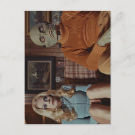 Cartão Postal Monstro e Mulher no sofá dos anos 70