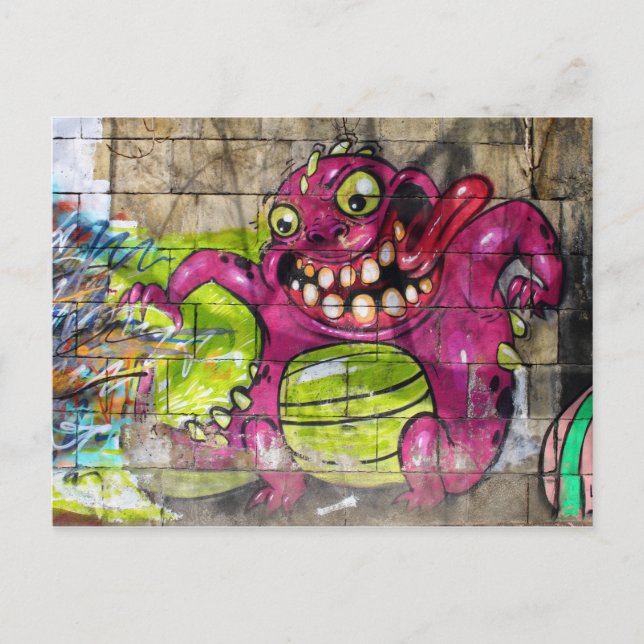 Cartão Postal Monstro Gordo Rosa (Frente)