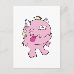 Cartão Postal monstro mordedor de língua rosa adorável
