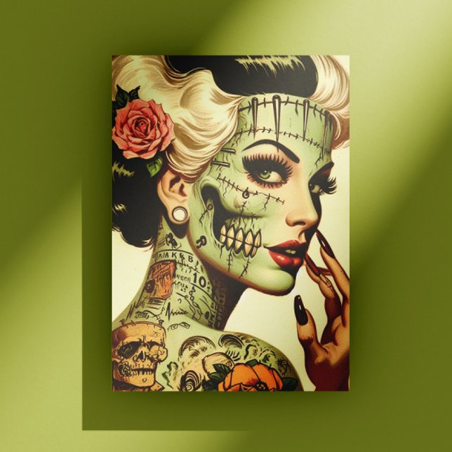 Cartão Postal Monstro retrô Pin-up (Criador carregado)