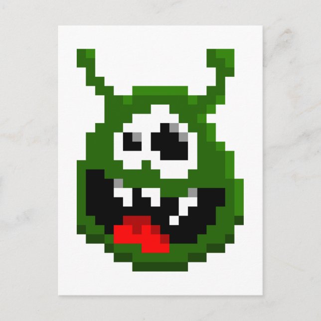Cartão Postal Monstro Verde - Arte em Pixel (Frente)