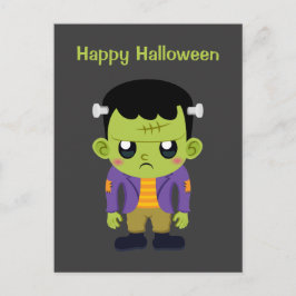 Cartão Postal Monstro verde de Frankenstein Feliz Halloween