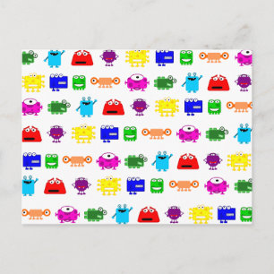 Cartão Postal Monstros de Desenho Animado Fofo