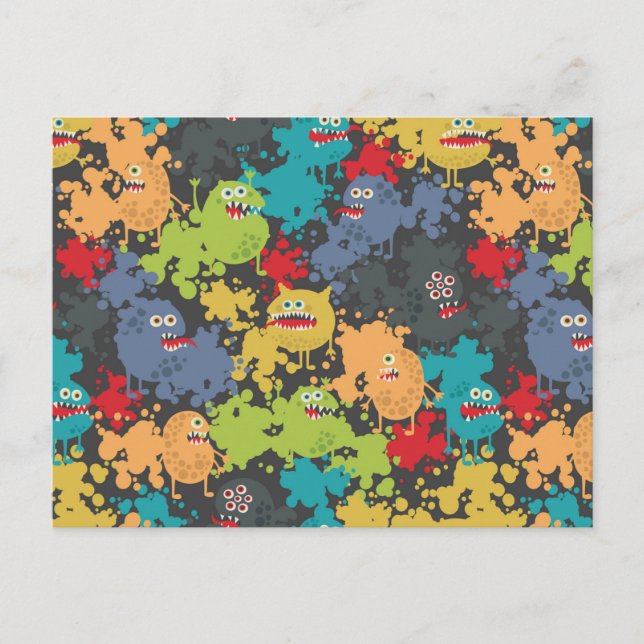 Cartão Postal Monstros engraçados fofos (Frente)