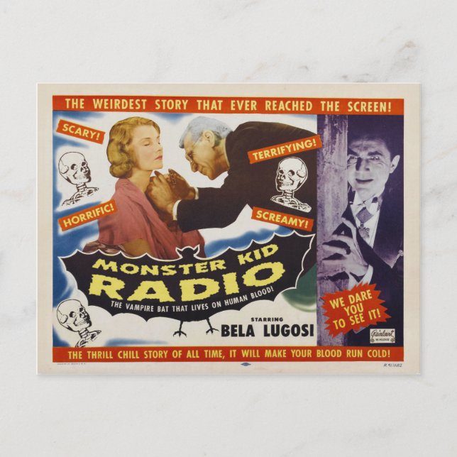 Cartão Postal Monstros Vampiros do Cartaz Rádio Monster Kid (Frente)