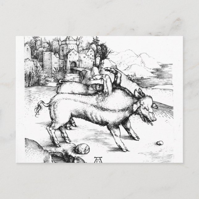 Cartão Postal Monstrous Pig (Frente)