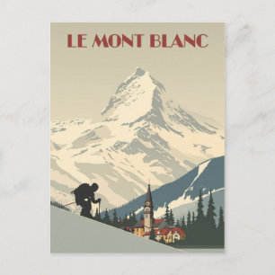 Cartão Postal Mont Blanc Esqui Vintage