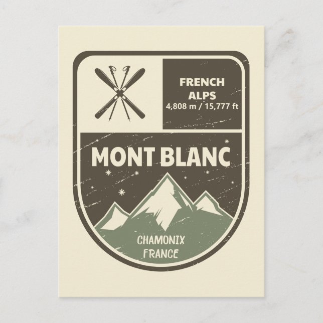 Cartão Postal Mont Blanc French Alps Chamonix França (Frente)