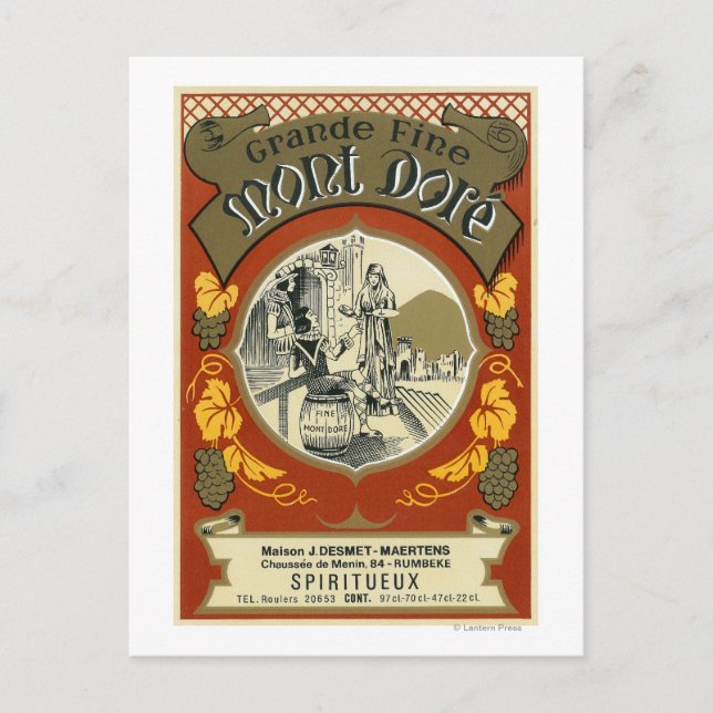 Cartão Postal Mont Dore Wine LabelEurope (Frente)