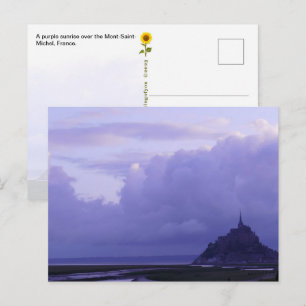 Cartão Postal Mont-Saint-Michel Nascer do Sol Roxo, França -cart