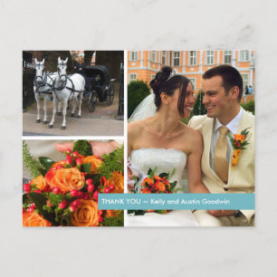 Cartão Postal Montagem de fotos moderna da banda azul 3, obrigad