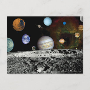 Cartão Postal Montagem de Imagens do Sistema Solar pela Voyager 