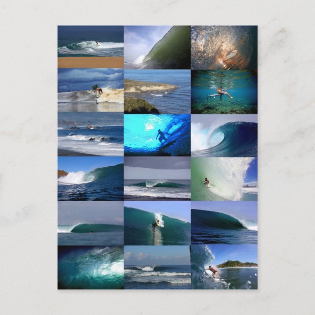 Cartão Postal Montagem de ondas de surf (Frente)