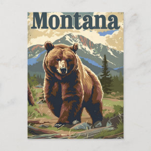 Cartão Postal Montana Grizzly Vintage