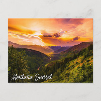 Cartão Postal Montana Sunset over Mountains River Valley