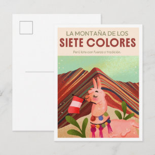 Cartão Postal Montanha Arco-íris Peru Arte Viagem Vintage