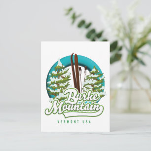 Cartão Postal Montanha Bromley Peru Vermont US Ski logotipo Cart
