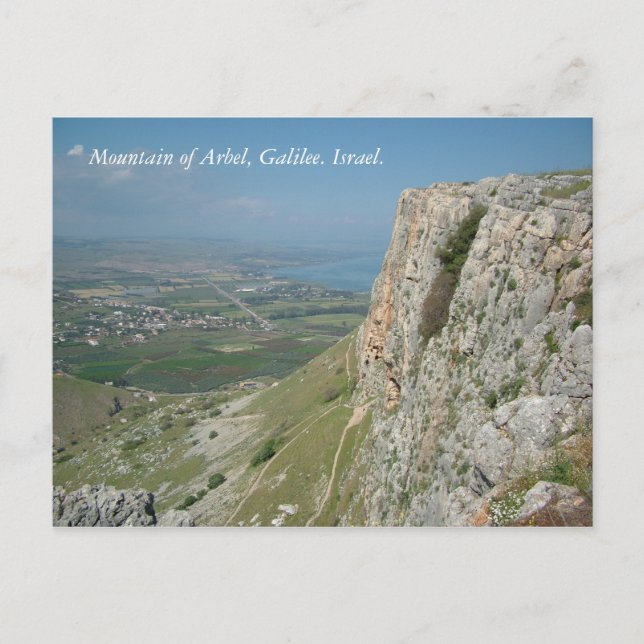 Cartão Postal Montanha de Arbel, Galileia. Israel. (Frente)