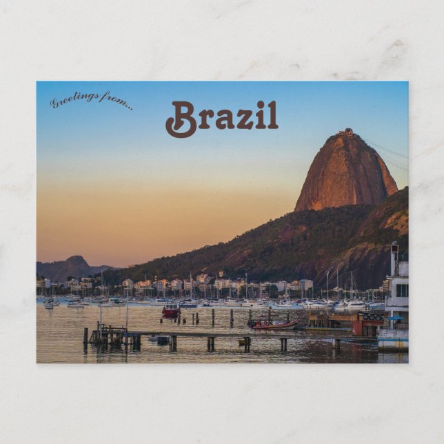 Cartão Postal Montanha de Sugarloaf no Brasil (Frente)