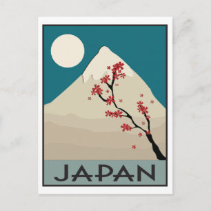 Cartão Postal Montanha Gráfica do Japão e Árvore Mapeada