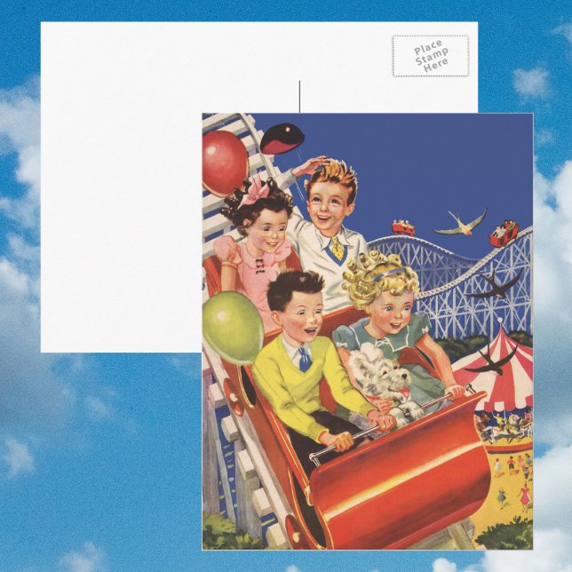 Cartão Postal Montanha-Russa de Criança com Balões (Criador carregado)