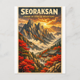 Cartão Postal Montanha Seoraksan, Coreia do Sul, em um clássico