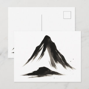 Cartão Postal Montanha Silenciosa – Paisagem com Pincel de Tinta